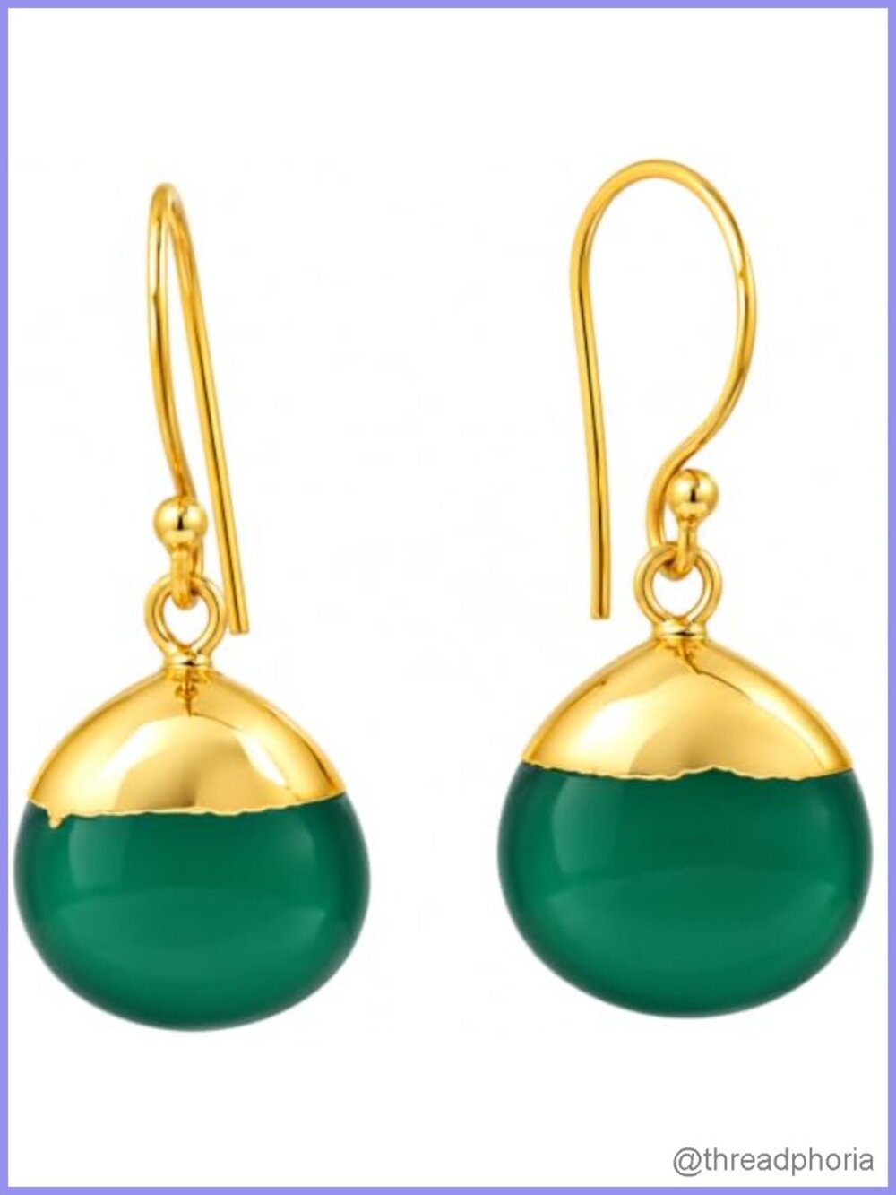 Genuine Green Onyx Teardrop Dangle Earrings Handmade Boho Birthstone 14k Gold